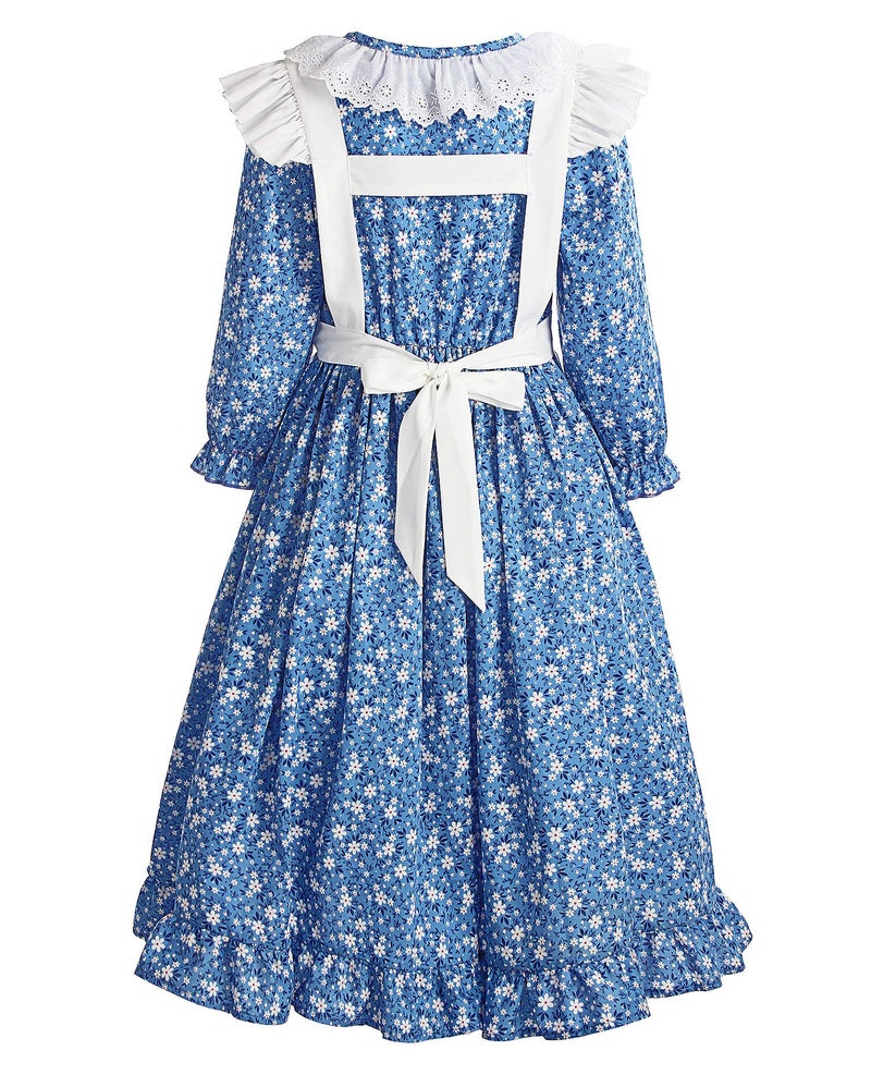 ReliBeauty Pioneer Girl Dress Colonial Prairie Costume Blue 130 - Image 2